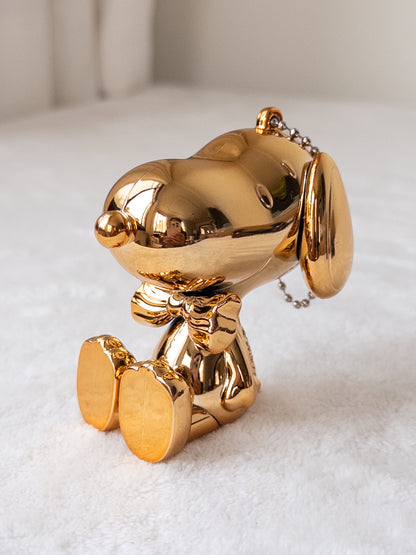 Snoopy Llavero Efecto Metálico Dorado