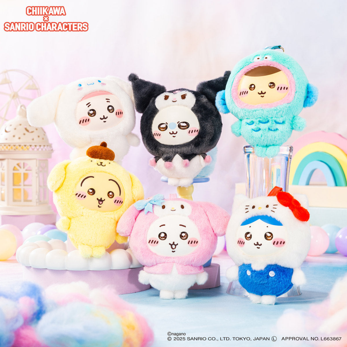 Chiikawa x Sanrio Kiramekko Peluche Llavero