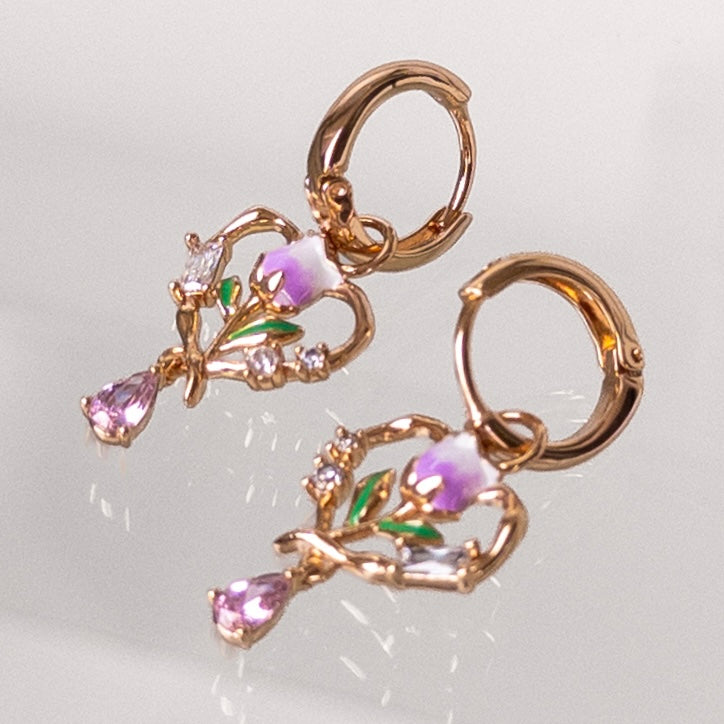 Argollas Tulipán Lila | Joyería Premium